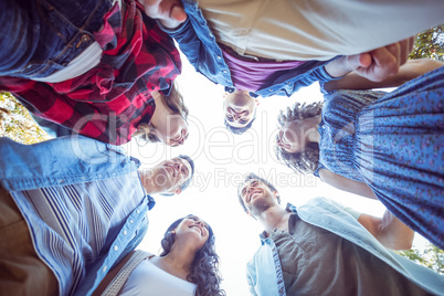 Happy friends in the park taking selfie