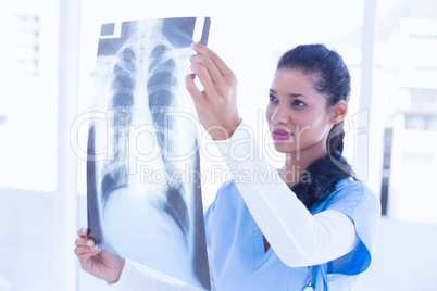 Smiling doctor analyzing xray