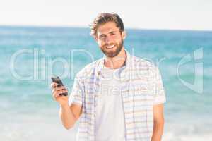 Happy man taking selfie