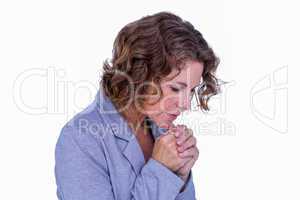 Pretty brunette woman praying
