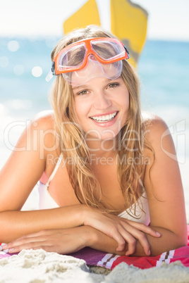 pretty blonde with snorkel and flippers