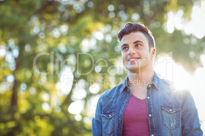 Handsome hipster looking to the distance