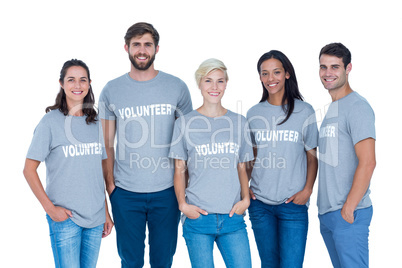 Volunteers friends smiling at the camera