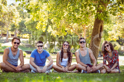 Friends smiling to the camera