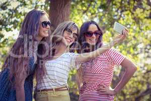 Happy friends taking a selfie
