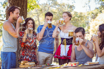 Friends drinking in the park