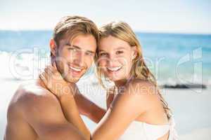 Happy couple in swimsuit