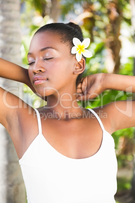 Beautiful young woman looking at camera