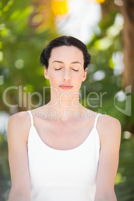 Portrait of a woman in a meditation position