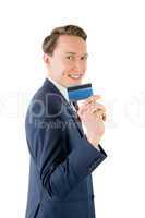 Businessman showing his credit card