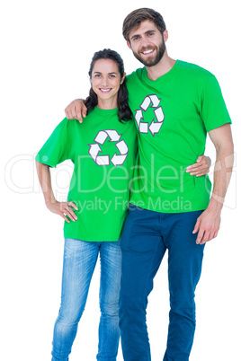 Friends wearing recycling tshirts