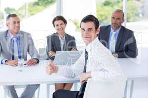 Interview panel listening to applicant