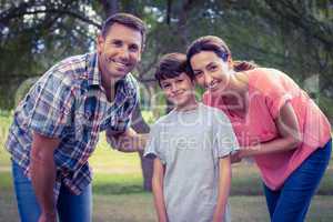 Happy family in the park together