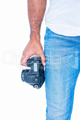 A man holding photo camera