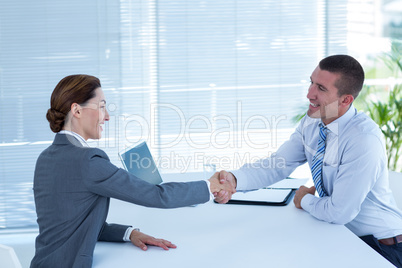 Business partners shaking hand together