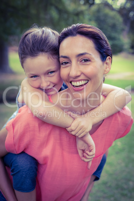 mother and daughter having fun in the park