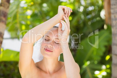 a woman preparing herself for spa day