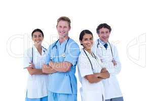 Doctors and nurse with hand crossed together