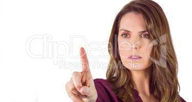 Serious woman pointing her finger at camera