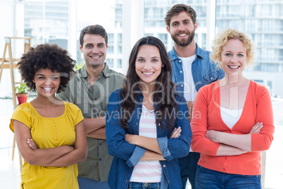 Group portrait of happy young colleagues