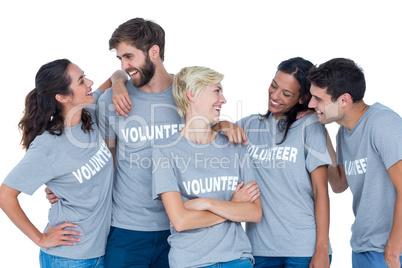 Volunteers talking together