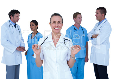 Doctors and nurses discussing together