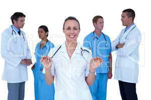 Doctors and nurses discussing together