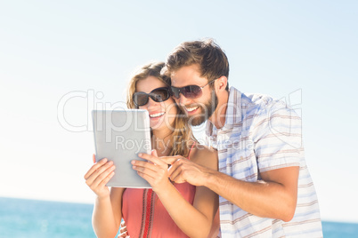 Happy couple taking selfie Happy couple taking selfie