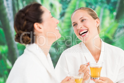 Couple friends having a spa day