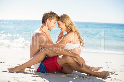 Happy couple in swimsuit