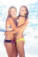 Happy friends having fun in the water together