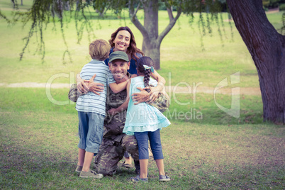 Handsome soldier reunited with family