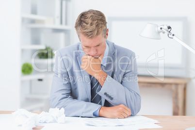 Businessman being depressed by working