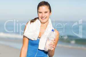 Portrait of beautiful fit woman looking at camera