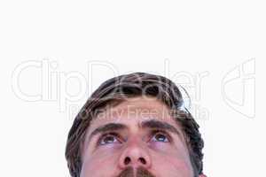 Close up view of man looking up