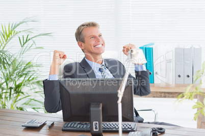 Businessman celebrating a great success