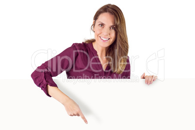woman holding placeholder in her hands