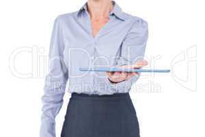 Businesswoman holding digital tablet