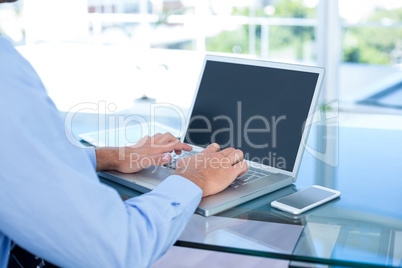 Businessman using his laptop