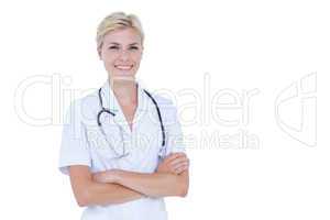 Female doctor folding arms