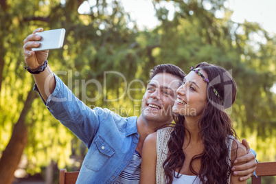 Cute couple taking a selfie