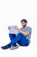 Handsome man using laptop computer