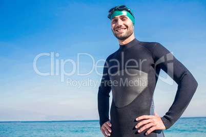 Smiling swimmer at the beach