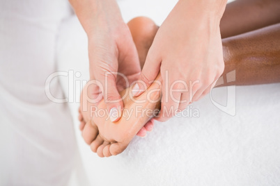 Pretty woman enjoying a foot massage