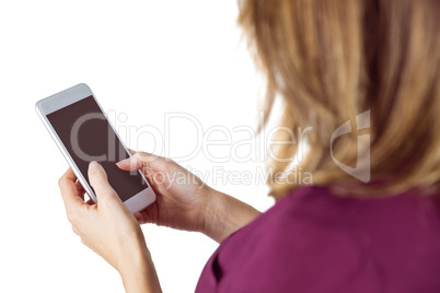 Woman sending text message