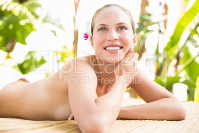 Attractive woman getting massage on her back