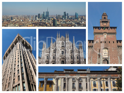 Milan landmarks collage