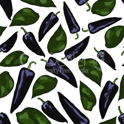 Fresh violet peppers seamless pattern