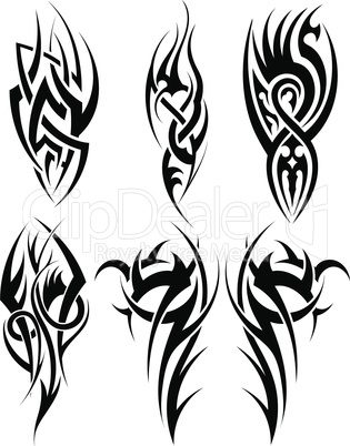 Set of tribal tattoos