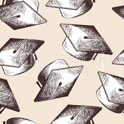 Graduation cap seamless pattern